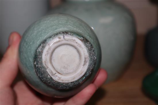 A group of Chinese celadon and monochrome vases, bowls and dishes, 19th / 20th century tallest 29.5cm